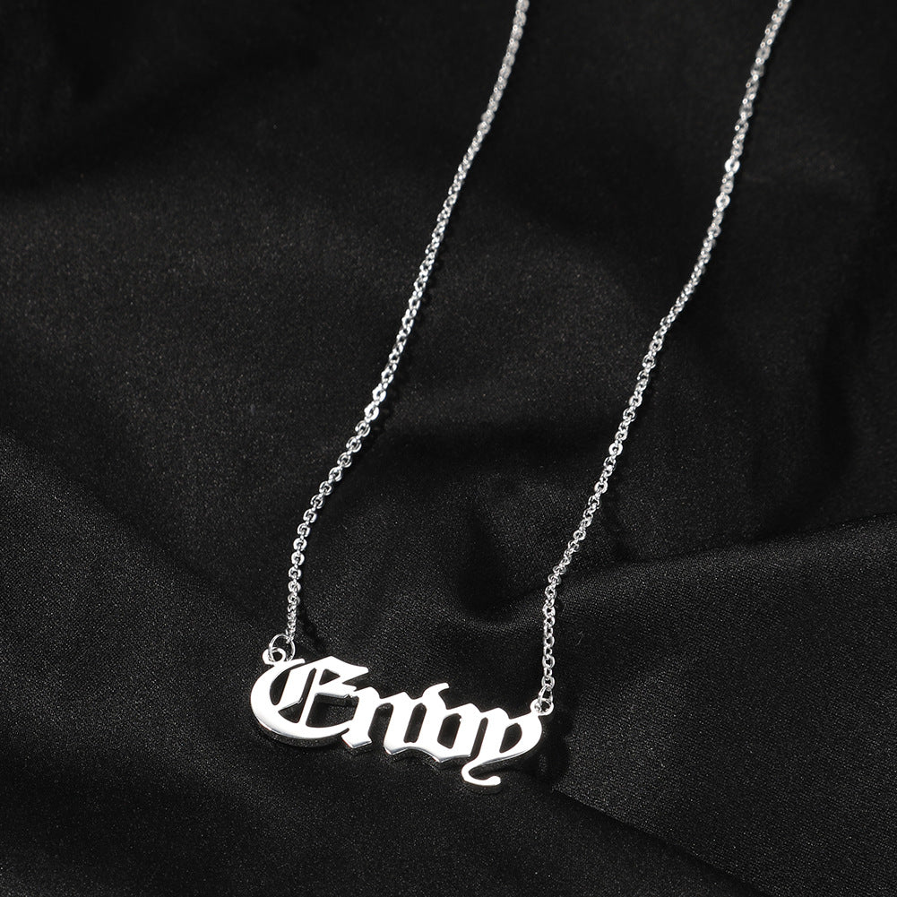 Jewelry 925 Silver Letter DIY Font Name Pendant Necklace Couple