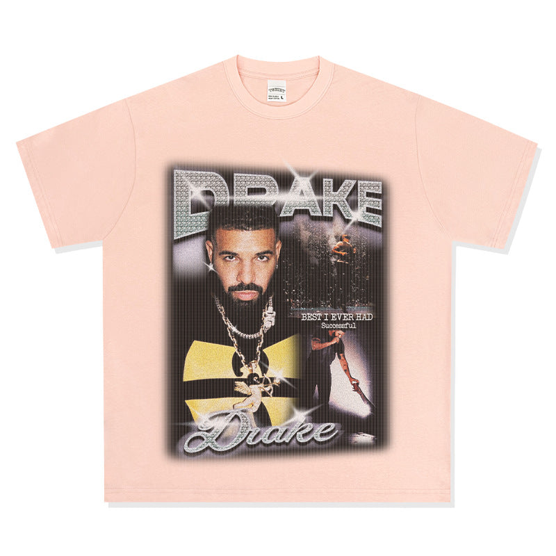 Streetwear masculino Drake print hip hop short sleeve T shirt