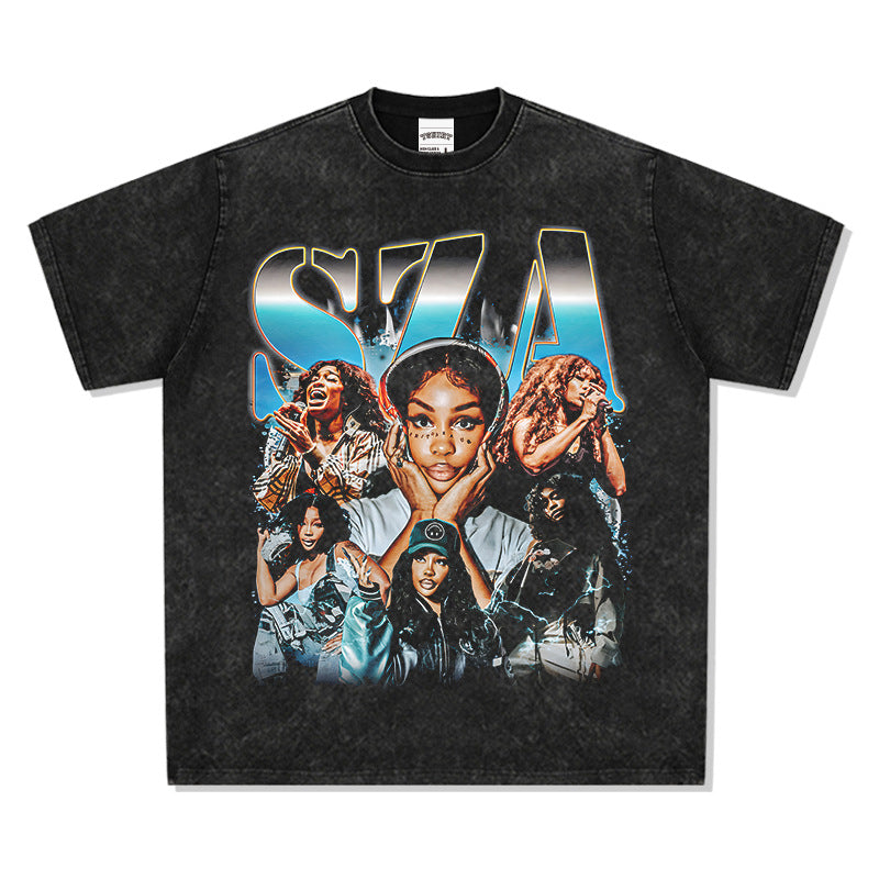 New york hip hop shop vintage hip hop sza print short sleeve t-shirt