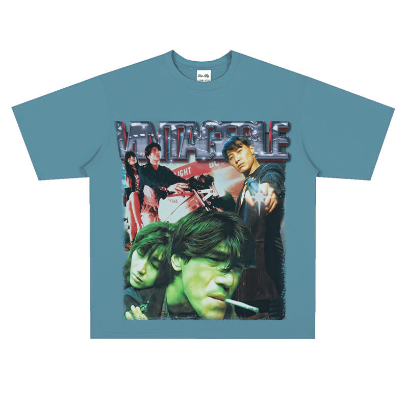 Film Star T Shirt Movie Fallen Angel Short Sleeve Loose Retro American Street T-shirt Men and Women