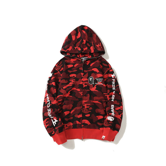 Ape Hoodie Summer Camo Red Hooded Cardigan Zip Sweater Jacket