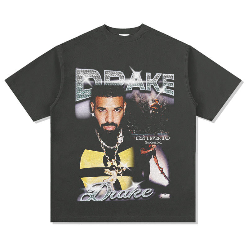 Streetwear masculino Drake print hip hop short sleeve T shirt