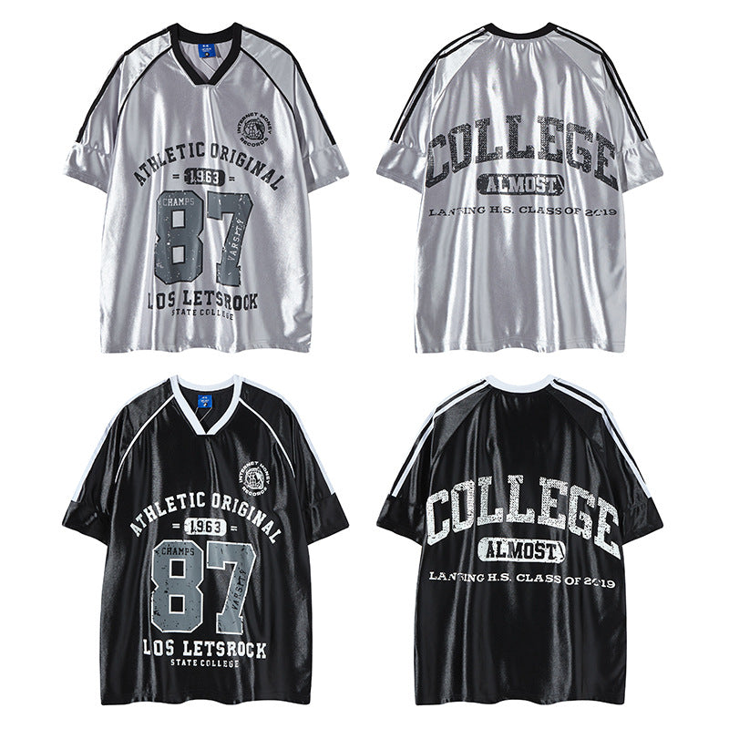 Nyc T Shirt Summer Vintage Casual Loose V-Neck Short Sleeve T-Shirt