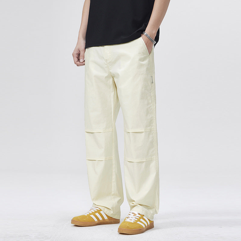 Men Casual Pants Spring Summer Wide Leg Vintage Loose Pants