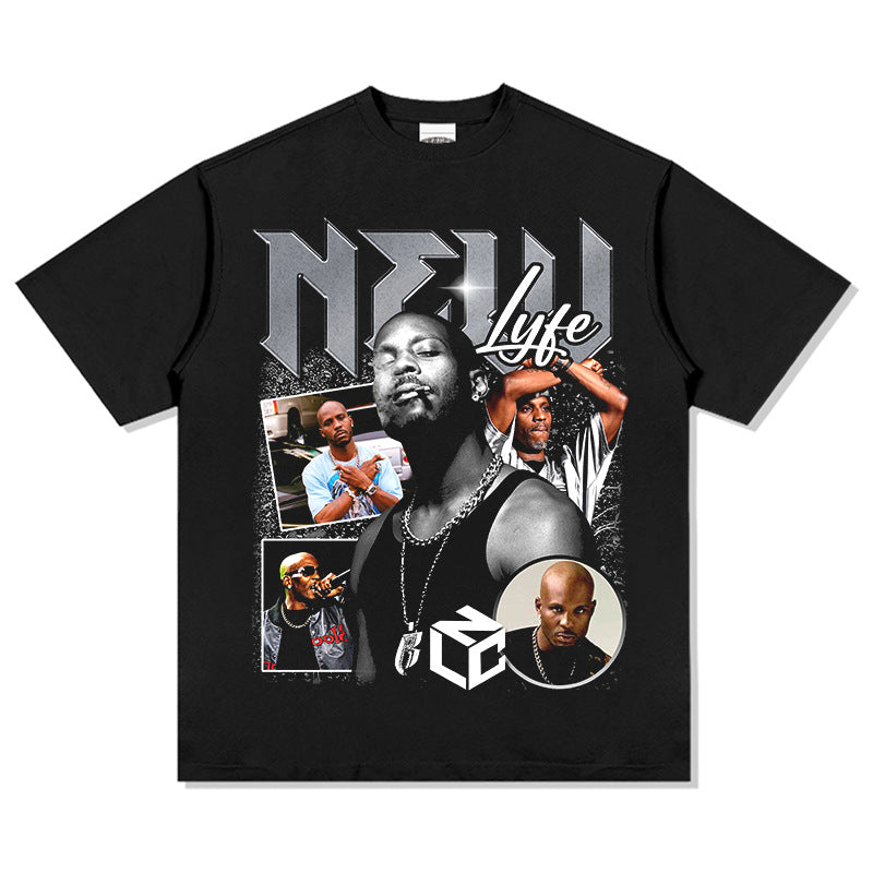 Outfit streetwear vintage hip hop DMX Earl Simmons print short sleeve t-shirt