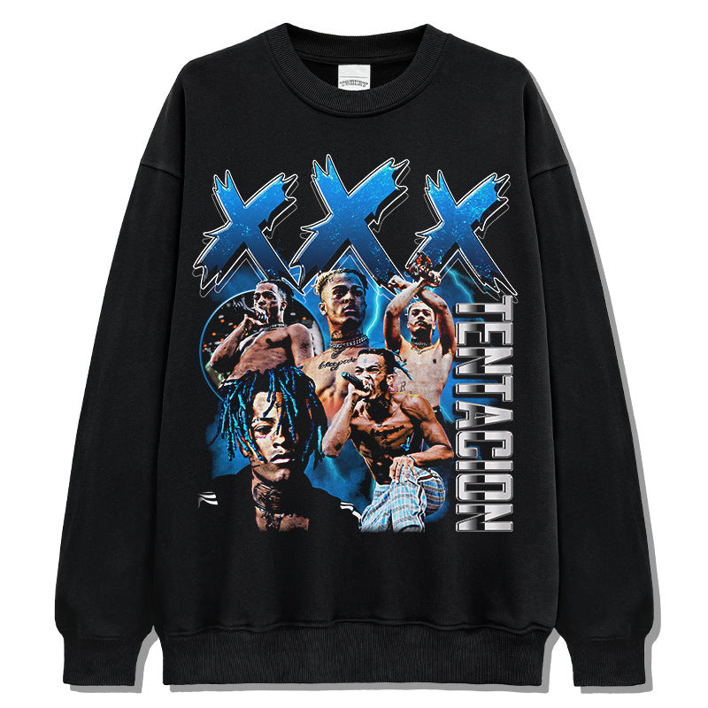Marcas streetwear usa hip hop XXX Tentacion print crew neck sweater