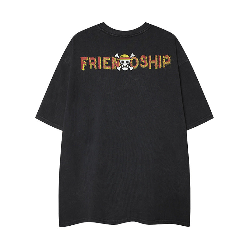 Nyc T Shirt Cartoon Luffy Printed Short Sleeve T-Shirt Loose Top