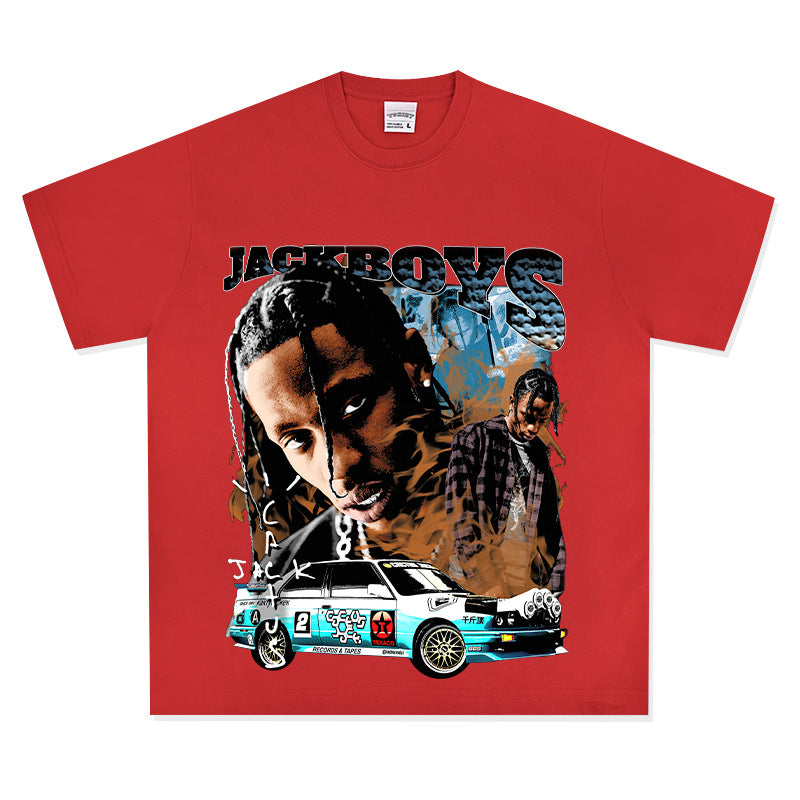 Cool t rapper vintage hip hop travis scott print short sleeve t-shirt