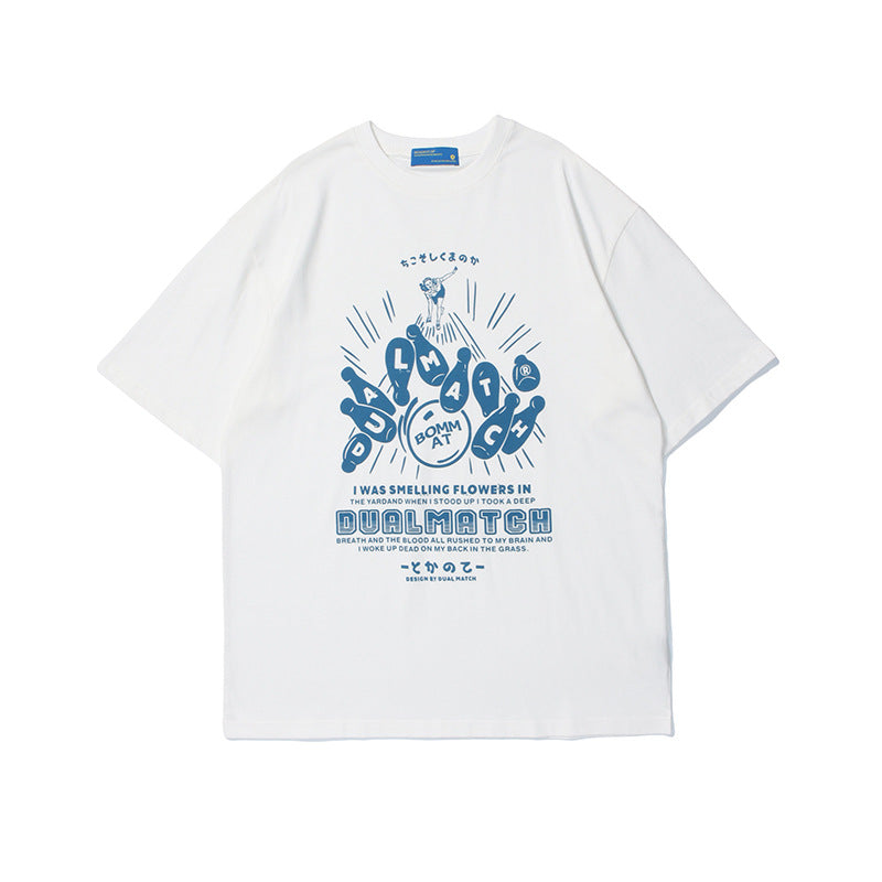 Vice streetwear Summer Vintage Sports Print Short Sleeve Crew Neck T-Shirts