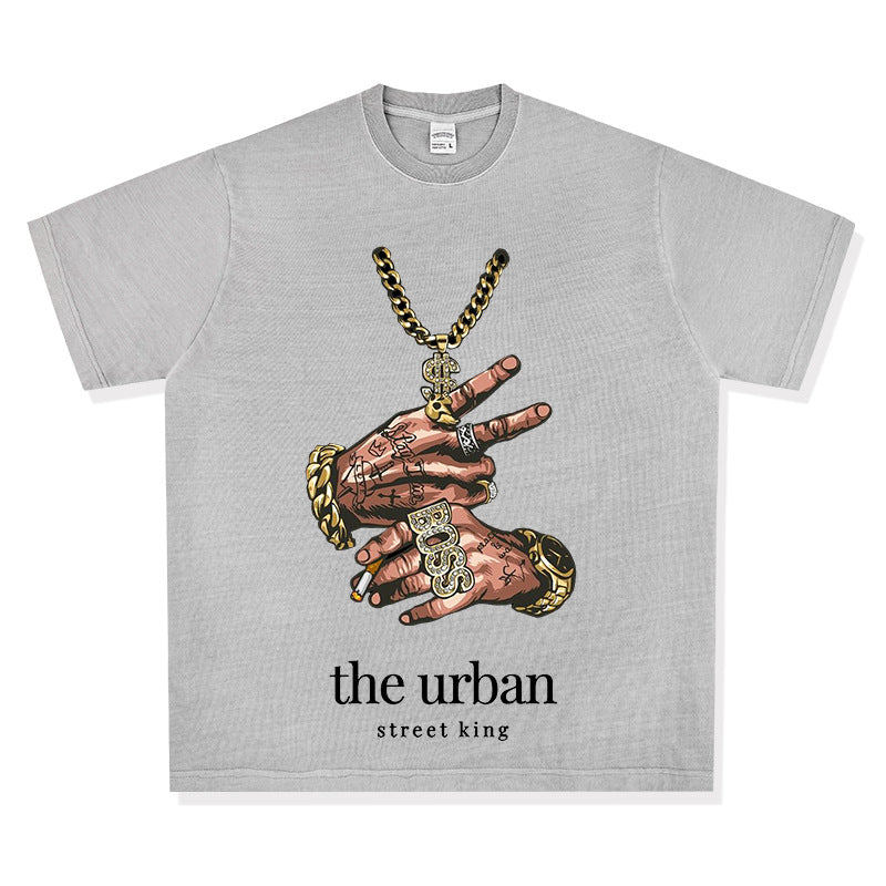 Streetwear masculino summer vintage short sleeve hip hop print t-shirt