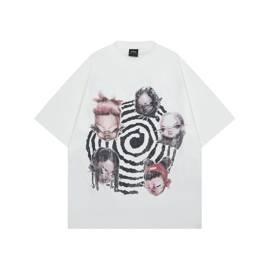 Hip Hop Clothing Summer Vintage Y2K Cartoon Avatar Short Sleeve T-Shirt