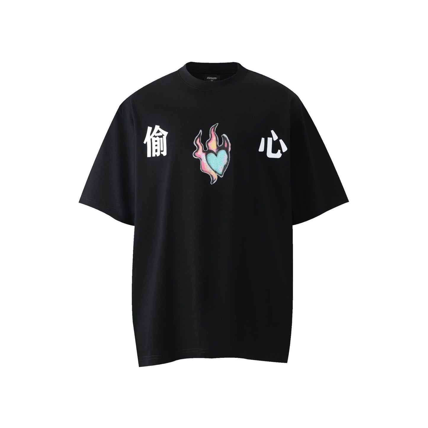 Hip Hop Clothing T-Shirt Short Sleeve Loose Flame Love Print