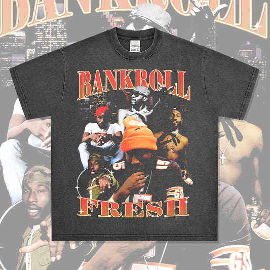 Outfit streetwear vintage hip hop Bankrol print short sleeve t-shirt
