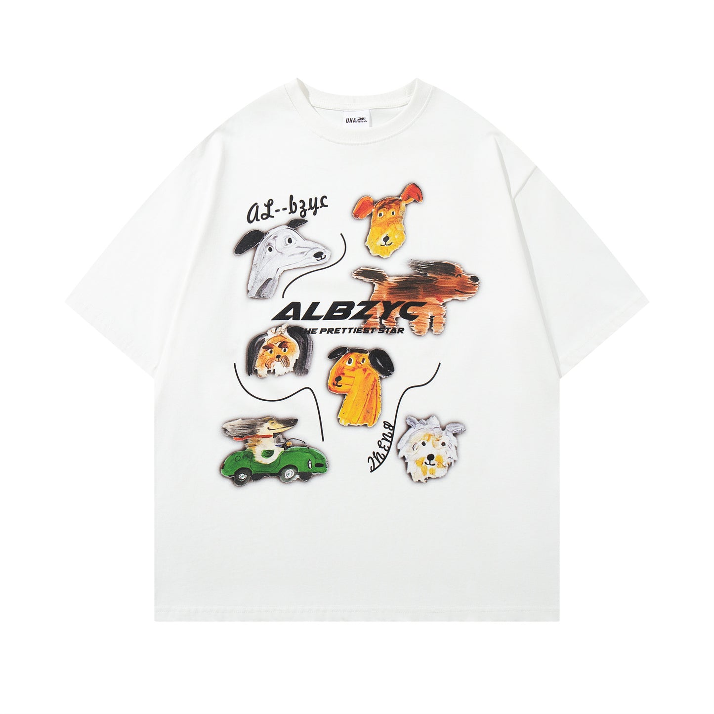 USA Vintage T-Shirt Fun Puppy Print Male Summer