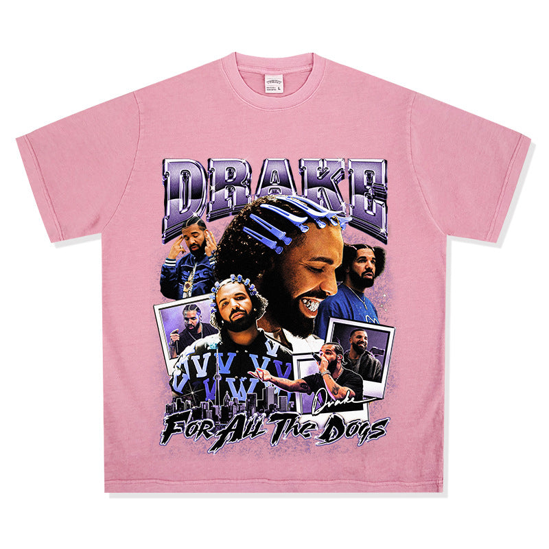 Cool t rapper vintage drake DRAKE print short sleeve t-shirt Vintage