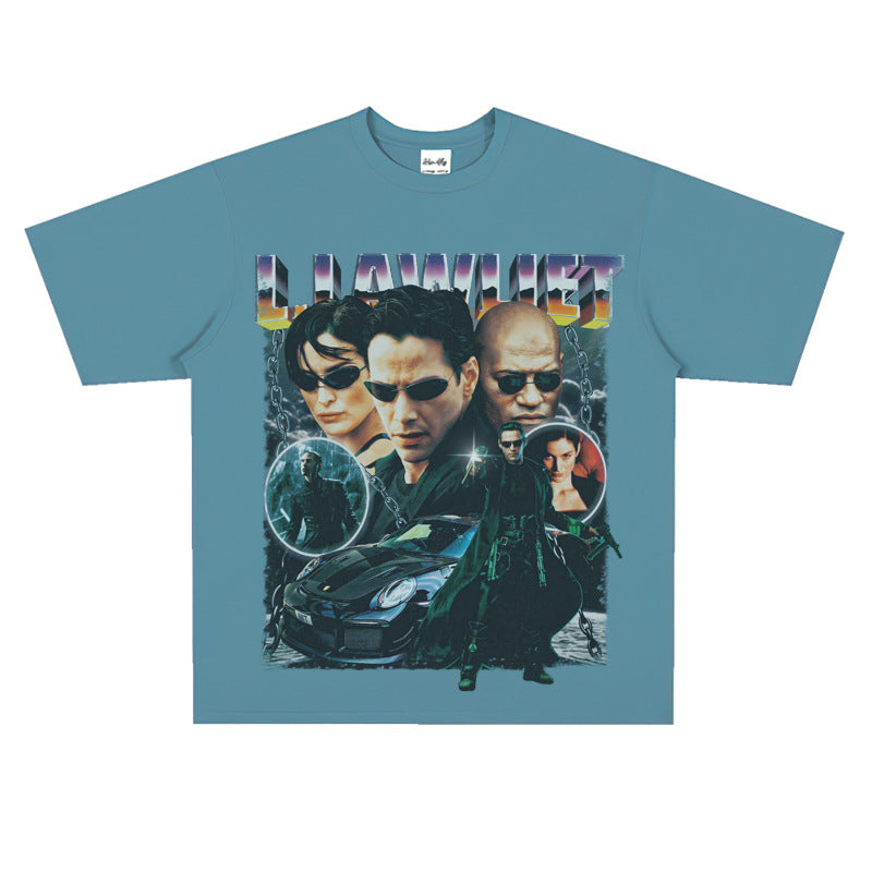 Film Star T Shirt Personalized Cotton Short Sleeve Loose American Retro Design T-shirt