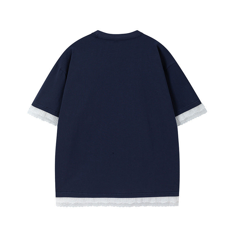 US drip outfits Summer Vintage Fruit Print Casual Loose Short Sleeve T-Shirts