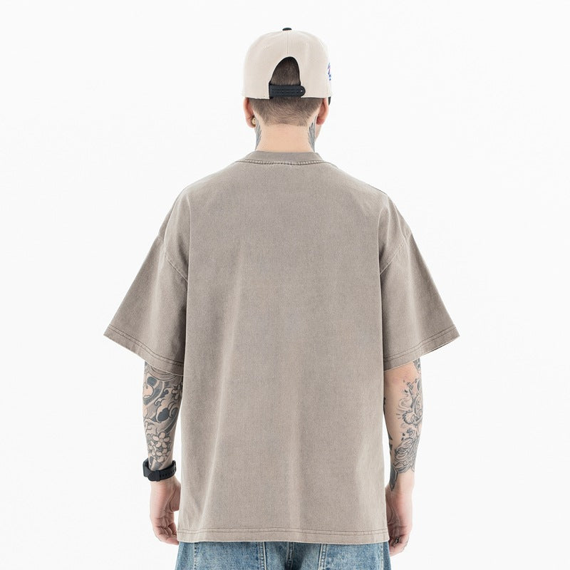 Vintage 90s Hip Hop Clothing Summer Vintage Pocket Embroidered Short Sleeve T-Shirt