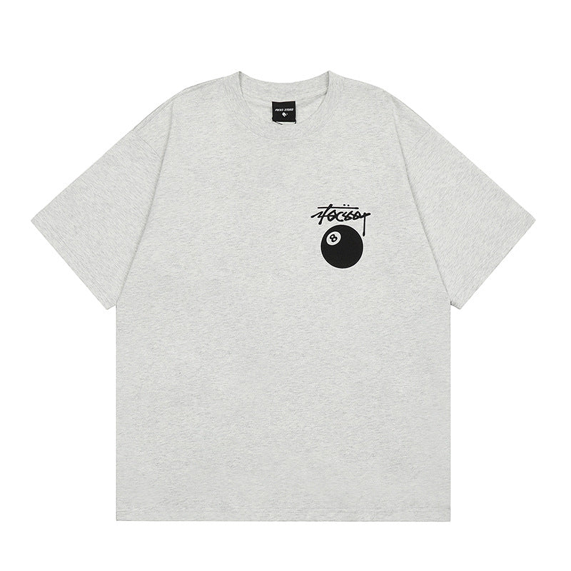 Hip Hop Clothes New York Black 8 Print Short Sleeve T-Shirt Summer Loose Top