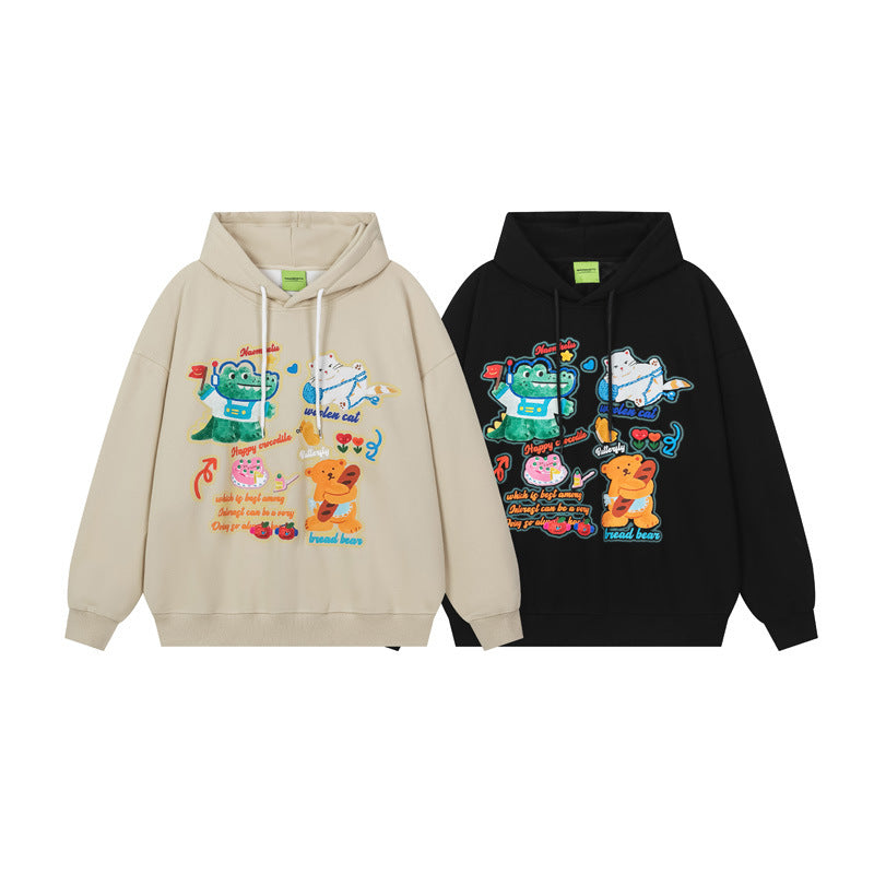 Vice streetwear cartoon print hooded sweater men