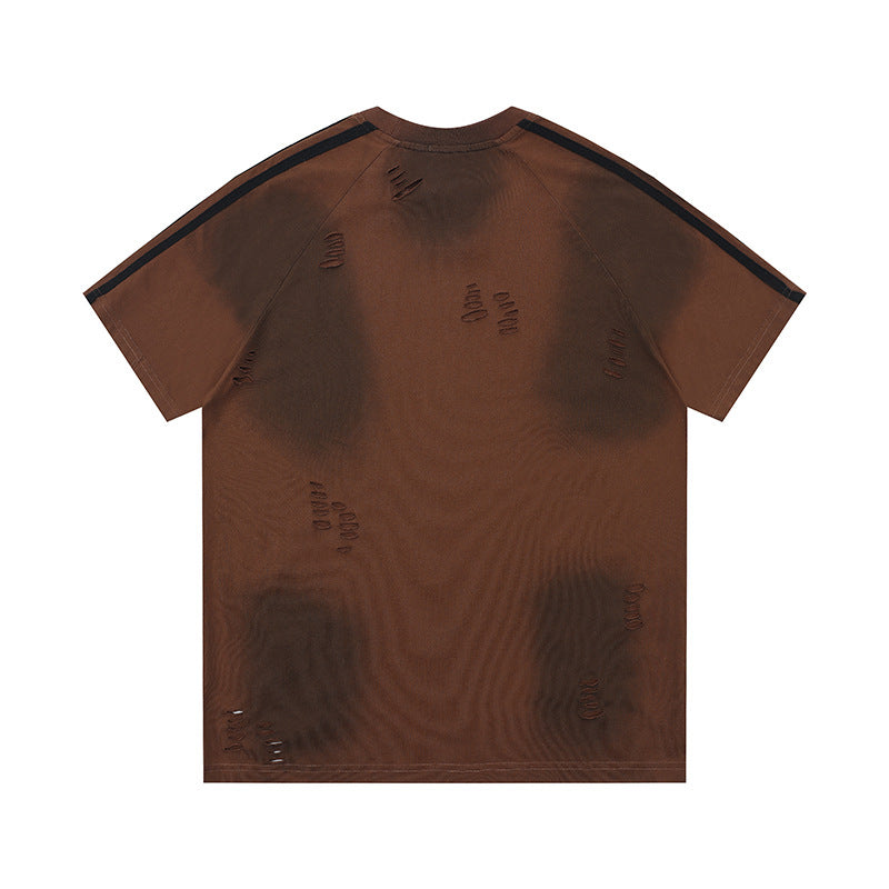 Marcas De Streetwear Tie-Dye Ripped Short Sleeve T-Shirt