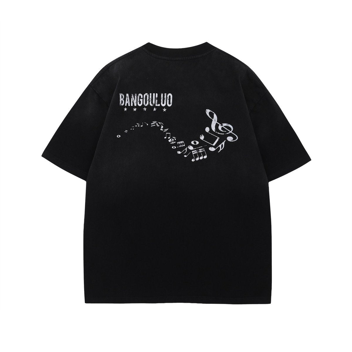 US drip outfits summer retro gradual change guitar casual loose short sleeve T-Shirts