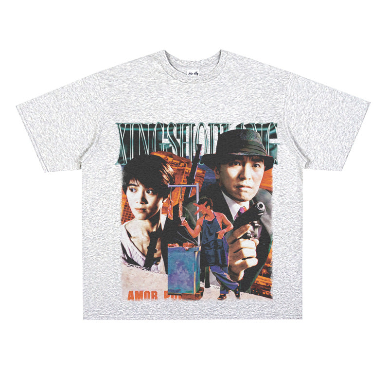 Film Star T Shirt Short Sleeve Loose Retro American Design T-shirt