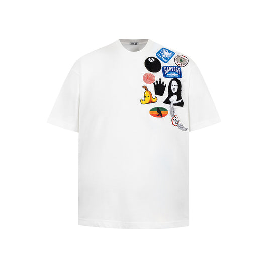 Hip Hop Clothes New York Vintage Embroidered Short Sleeve T-Shirt Summer Loose Crew Neck