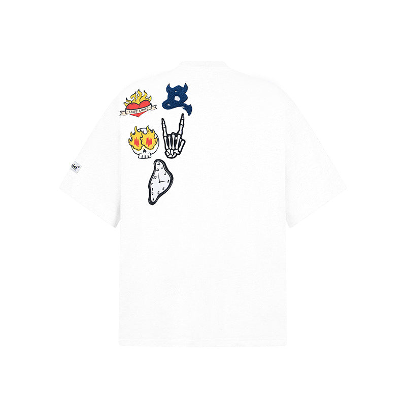 Hip Hop Shirts For Boys Cartoon Towel Embroidered Short Sleeve T-Shirt Summer Oversize Top
