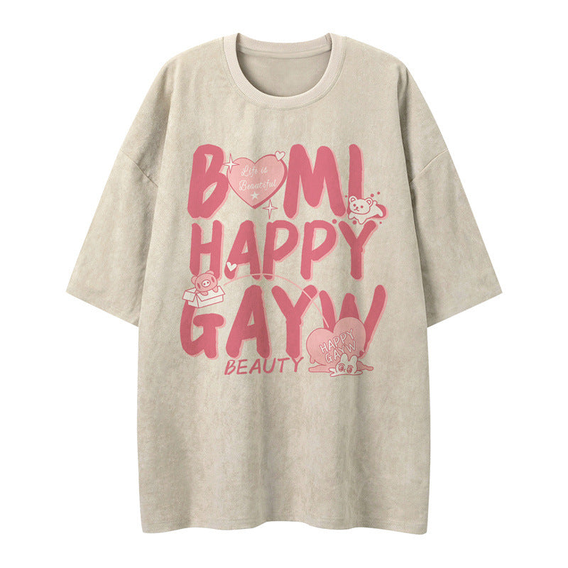 US drip outfits Summer Vintage Casual Loose Short Sleeve T-Shirts