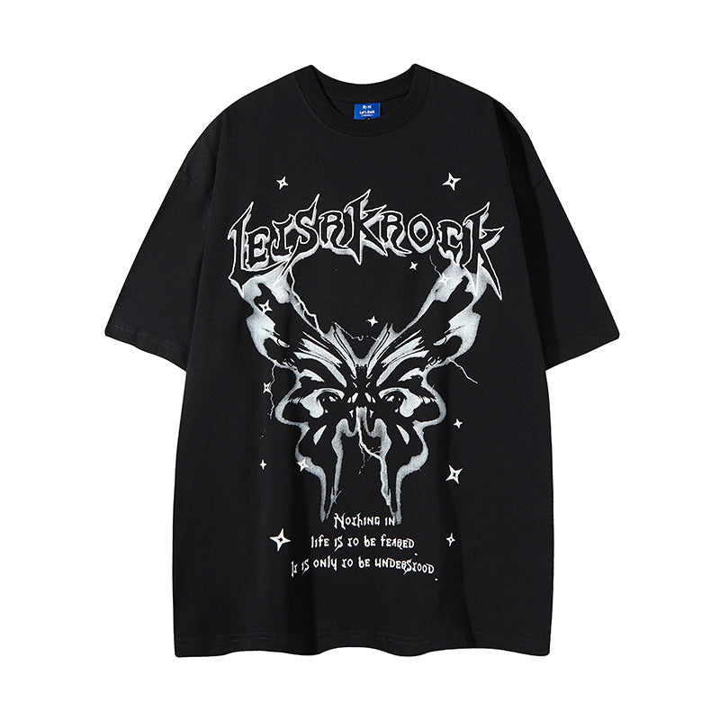 Nyc 1990 Shirt Butterfly Print T-Shirt Short Sleeve Loose Top