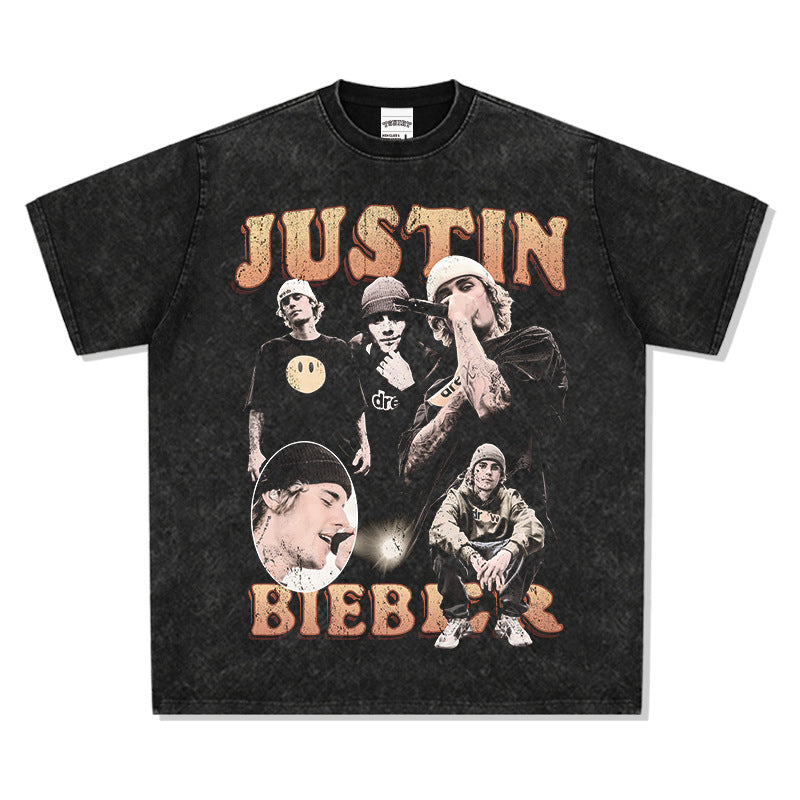 Streetwear masculino Justin Bieber print T-shirt