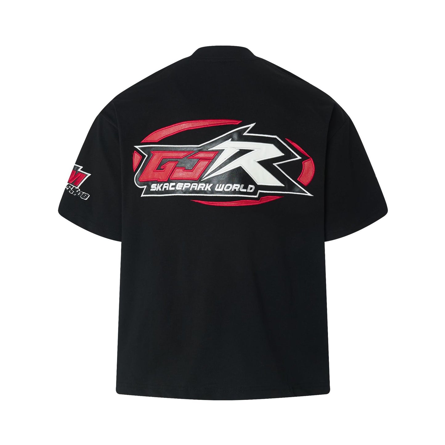 Racing oversized t shirt summer retro locomotive embroidered short sleeve t-shirt