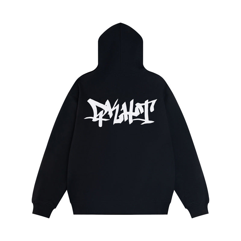 Streetwear Hoodie Letter Embroidered Hooded Sweater Men's Autumn Loose Casual Hoodie