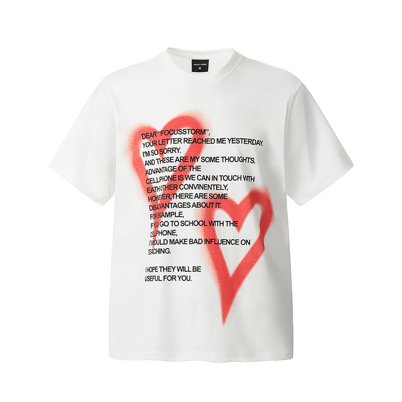 Marcas De Streetwear Love Letter Print Short Sleeve T-Shirt