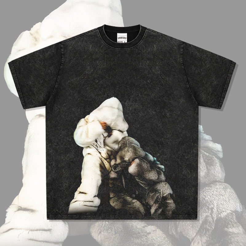 Streetwear masculino vintage hip hop drake drake print short sleeve t-shirt