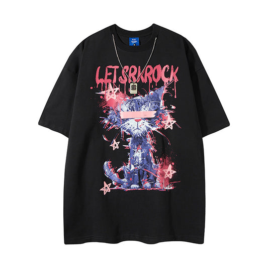 Nyc 1990 Shirt Summer Loose Playing Card Print T-Shirt
