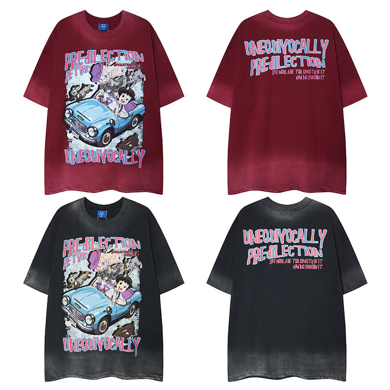 Nyc T Shirt Cartoon Printed Crew Neck Short Sleeve T-Shirt Summer Loose Casual Top