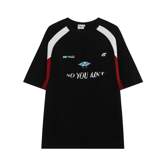 Racing oversized t shirt loose locomotive style retro racing suit short sleeve t