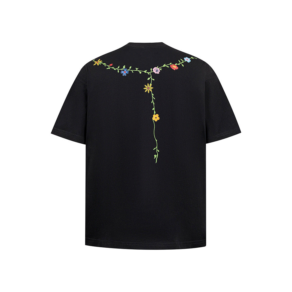 Hip Hop Clothes New York T-Shirt Summer Embroidery Necklace Crew Neck Short Sleeve Loose Casual Top