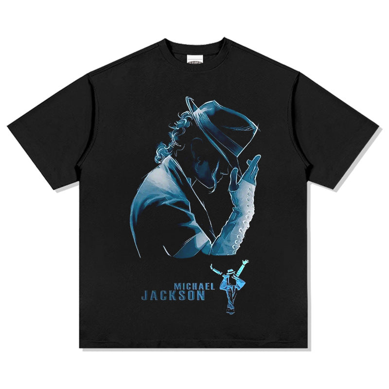 Streetwear masculino vintage jackson print short sleeve hip hop vintage t-shirt