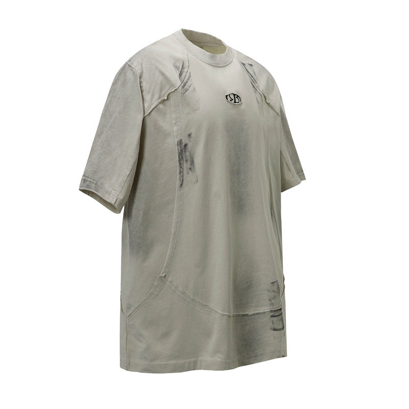 Camisas Retros Wash do old mottled oversized short sleeves