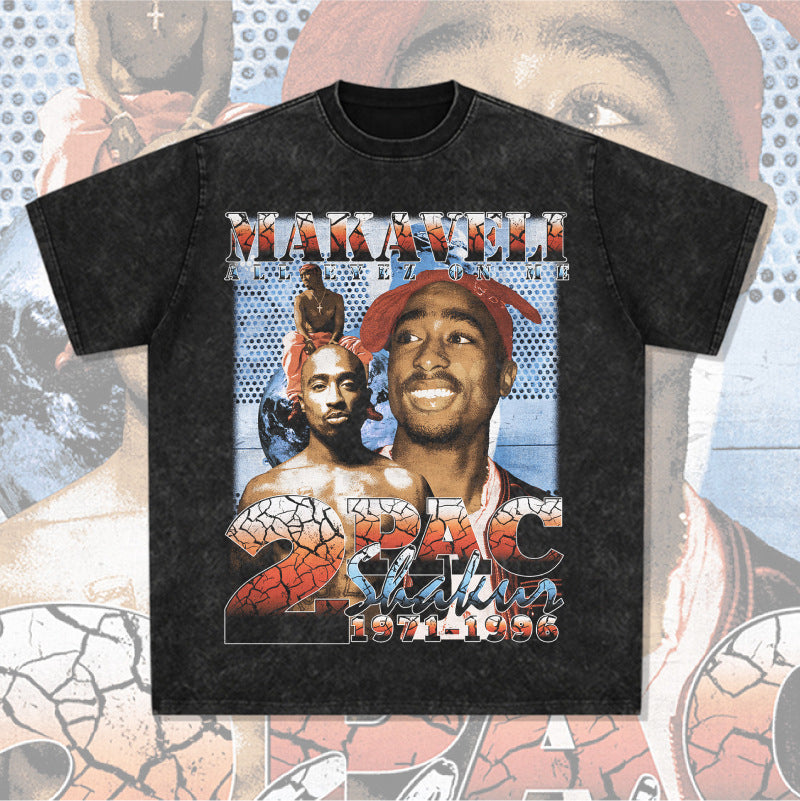 Cool t rapper vintage hip hop tupac print long sleeve short sleeve t-shirt