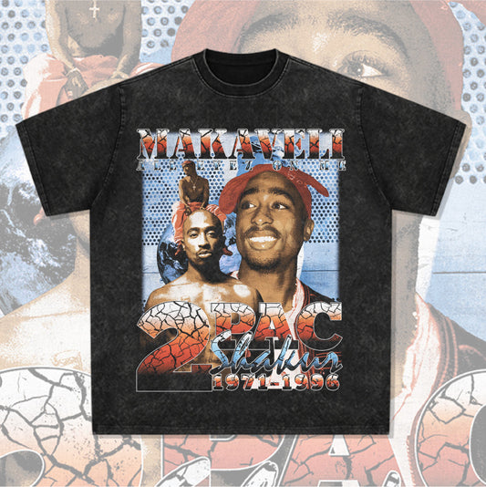 Cool t rapper vintage hip hop tupac print long sleeve short sleeve t-shirt