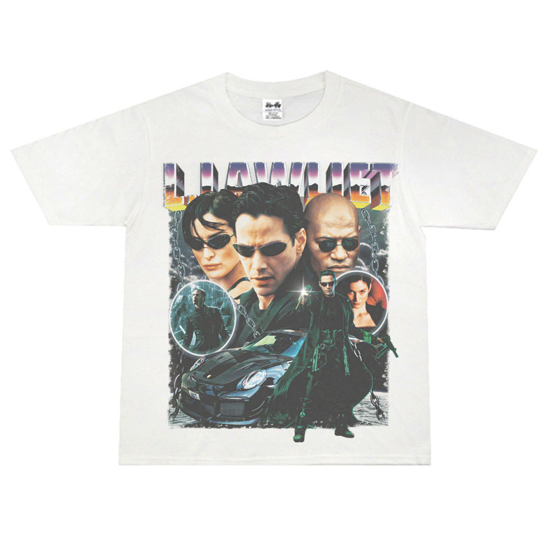 Film Star T Shirt Personalized Cotton Short Sleeve Loose American Retro Design T-shirt