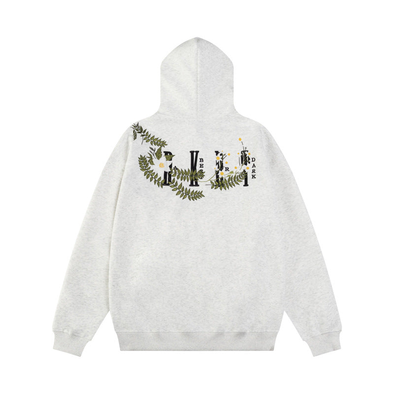 Streetwear Hoodie Floral Ring Embroidered Hooded Sweater