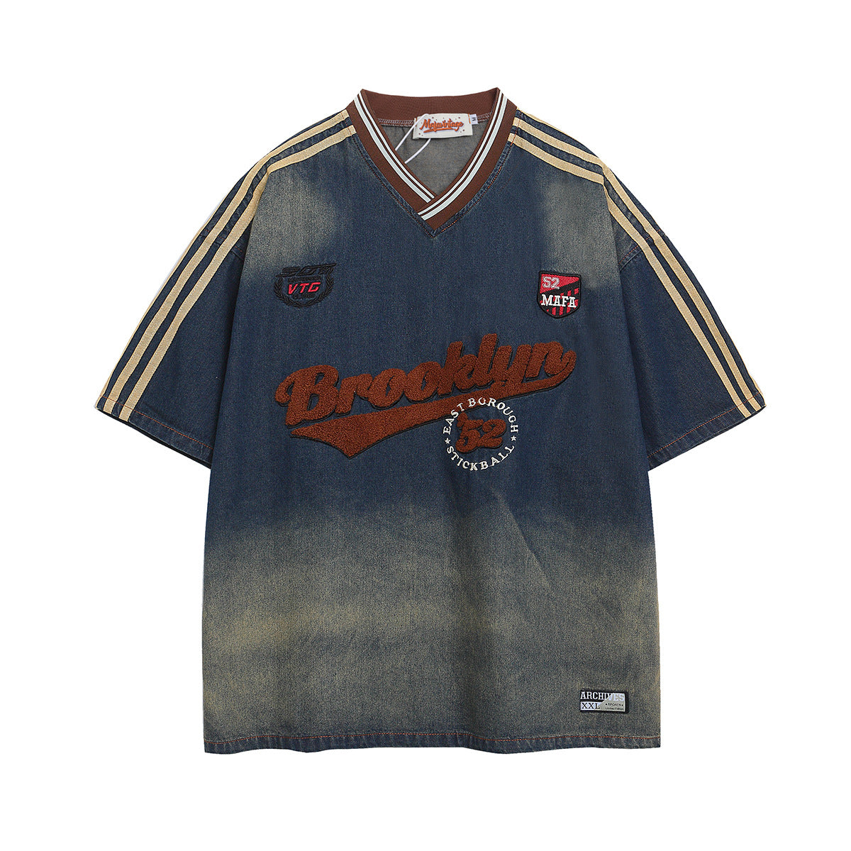 T shirt vintage usa summer vintage embroidered denim t-shirt short sleeve