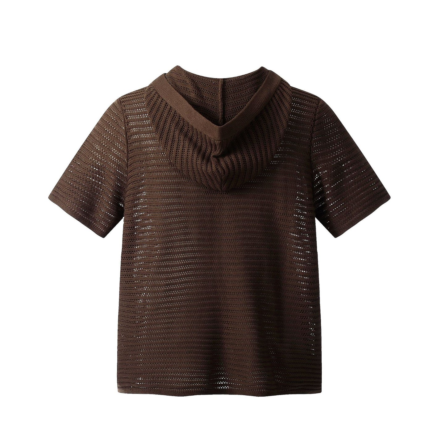 Retro Style Shirt For Men Vintage Hooded Knitwear Short Sleeve T-Shirt Hollow Out