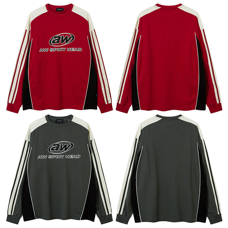 Racing oversized t shirt retro racing style long sleeve t-shirt
