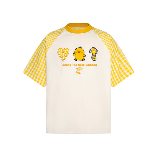 Nostalgia T Shirts Vintage Plaid Short Sleeve T-Shirt Loose Casual Top